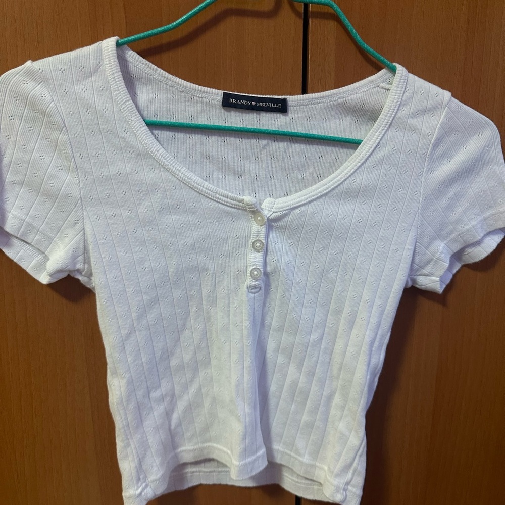 Brandy Melville white shirt sleeve top